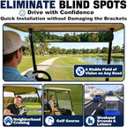No Drill Golf Cart Rear View Mirror for Club Car EZGO Yamaha No Blind Spot | 4 Panel 160° Wide View, Reduce Shake, 360° Adjustable Rotation, Fit 0.75/1/1.25 inch Square Tubes for Golf Course & Daily Use