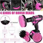 20PCS Car Cleaning Kit, Pink Car Interior Detailing Kit with Drill Brush Set, Windshield Cleaning Tool, Detailing Brushes, Wire Brushes, Cleaning Gel, Complete Cleaning Supplies for Women