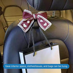 2PCS Car Seat Hooks, Cute Bow Car Seat Headrest Hooks for Purses, Bags, Umbrella, Universal Automotive Interior Decoration Accessoriesl for Vehicle, SUV, Sedan, Truck (Red Heart)
