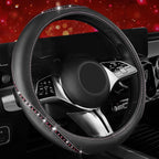 Bling Diamond Leather Steering Wheel Cover, Studded Crystal Rhinestones Universal Fit 14" 1/2-15" Crystal Glitter for Women Sparkle Girl Fit Suvs,Vans,Sedans,Cars,Trucks, Hot Pink Diamond