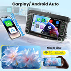Car Stereo for Volkswagen VW Jetta Passat Golf Beetle Polo Caddy Tiguan Touran for SEAT for Skoda, 7 Inch IPS Touch Screen Wireless CarPlay & Android Auto, FM/AM/RDS Radio, EQ, SWC, Camera