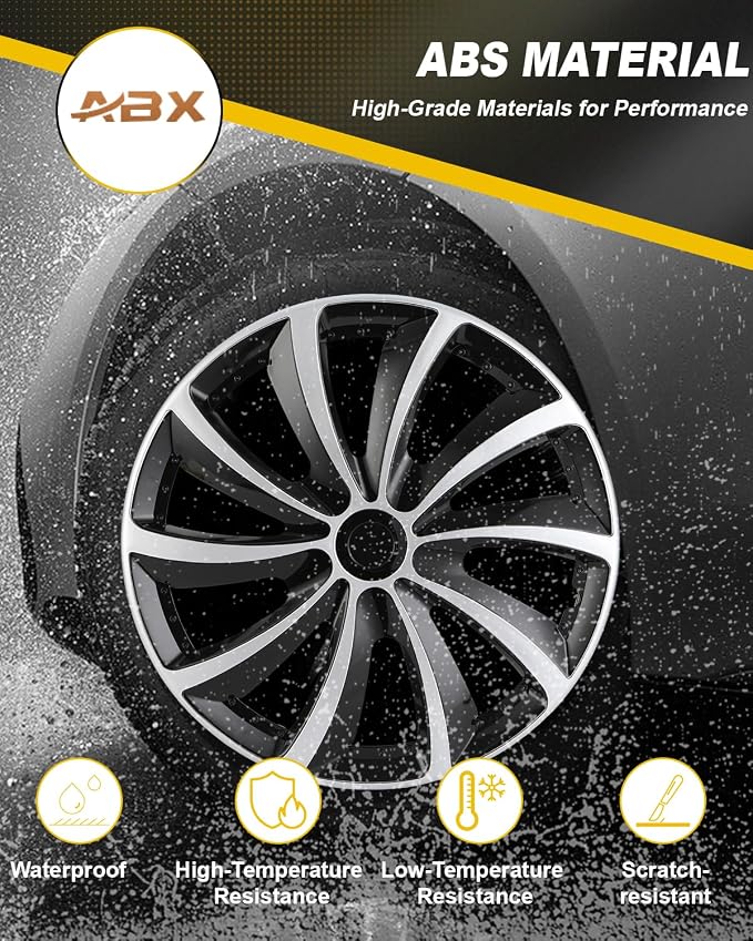 Hubcaps,15 inch hubcaps Set of 4, Wheel Rim Cover ABS Material, Snap On Car Truck SUV Replacement, for Toyota Camry Nissan Mazda etc