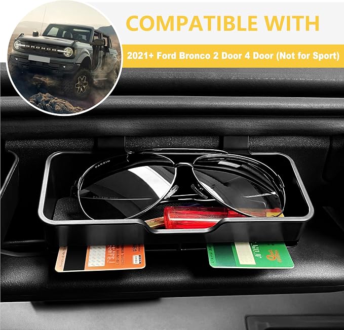 Sunglass Holder For Bronco, Sunglasses Holder Sun Visor Organizer Sun Visor Glasses Box For Ford Bronco Accessories 2021 2022 2023 2024 2025 2 Door 4 Door