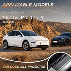 Car Door Sill Protector Compatible with Tesla Model Y 2025-2019 Prime - Custom Fit Anti-Scratch Carbon Fiber Threshold Protection Sticker, Trunk & Door Entry Edge Guard(9 PCS)