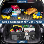 Trunk Organziers and Storage with Reinforced Handles,Car Accessories for Women/Men 50L Waterproof Polyester Trunk Organzier for Car/SUV/Minivan/Truck(Medium,Charcoal)
