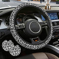 Leopard Steering Wheel Cover,Cheetah Print 2 PCS Car Coasters Leopard 14.5-15 Inch Neoprene Steering Wheel Cover,Anti-Slip Breathable Car Accessories Fits Auto Interior Decor