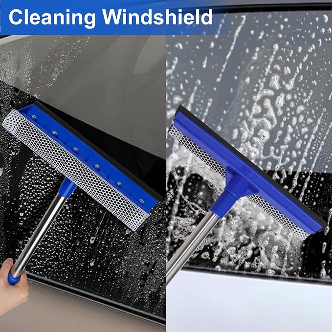 Conliwell Car Windshield Squeegee wtih 15-23inch Handle, Car Window Cleaning Tool Extendable Handle Inside Glass Wiper Kit, Supplies Suitable for Trucks, SUVs, RVs Window, Blue