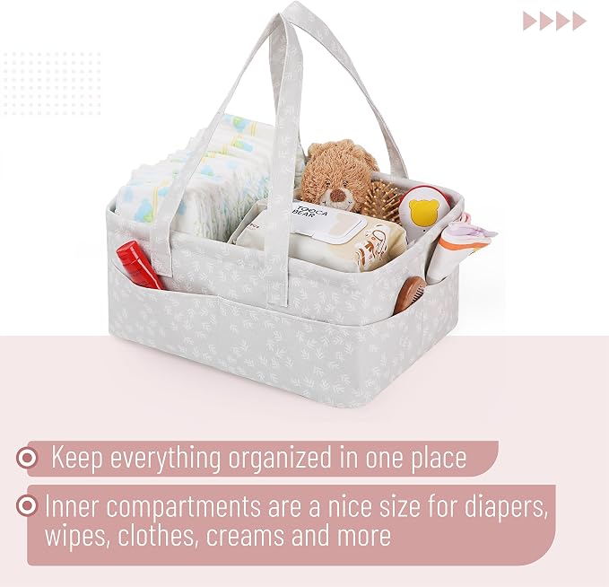 Mr. Pen- Baby Diaper Caddy Organizer, Patterned Gray | Nursery Storage Bin and Car Organizer for Diapers and Baby Wipes