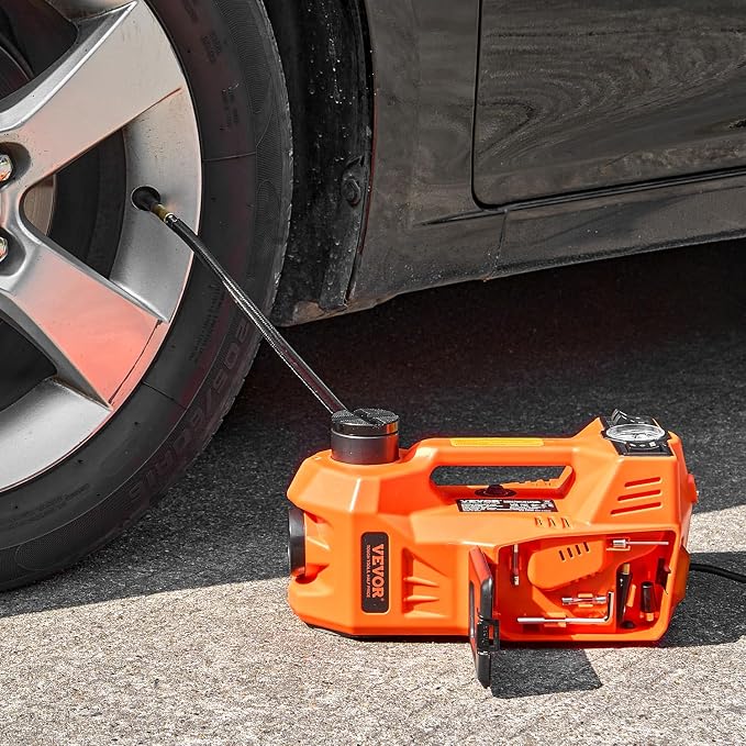 Electric Car Jack, 5 Tons /11000 lbs, Electric Scissor Jack with Built-in Inflator, 12V Tire Change Replacement with Electric Impact Wrench & LED Light, Portable Jack kit for Sedan, SUV, Truck