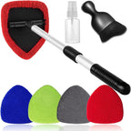 7pcs Windshield Cleaner Tool Car Window Cleaning Wash Kit with 4 Reusable Microfiber Pads 1 Spray Bottle and Extendable Handle Auto Glass Wiper Kit, Multicolor