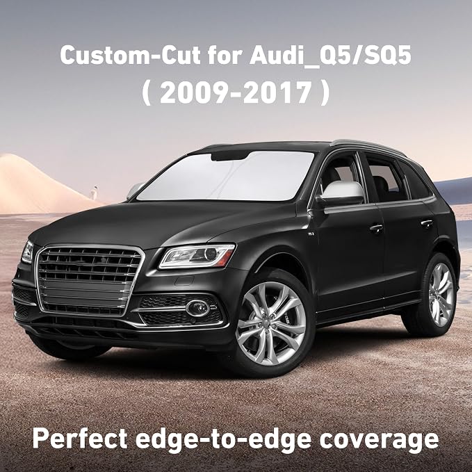 Windshield Sunshade Compatible for Audi Q5/SQ5 2009-2015 2016 2017, Sun Visor for Front Windshield & Window Sun Shade Cover, UV Heat Blocker & Protector, Car Accessories