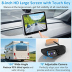 Plug-Play RV Camera System Wireless for Furrion Pre-Wired: 20-Min Easy Install for Trailer Camper - 8" HD 1080P Large Screen See Every Obstacle at a Glance for Campsite Reversing & Drive Monitoring