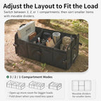 1680D Trunk Organizer with Lid, Extra-Large 114L Collapsible Cargo Organizer for SUVs, Trucks & Large Cargo Areas, Rigid PP Panels, 800D x 800D Weave, Water-Repellent, Anti-Sag Design