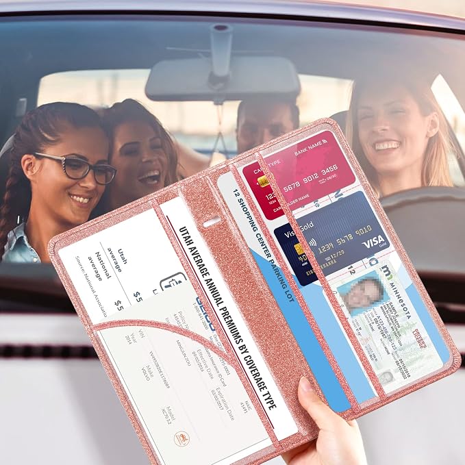 CoBak Car Registration and Insurance Holder - Vehicle Glove Box Car Organizer,Auto Truck Comparment Accessories Case with Magnetic Closure for Essential Document,Driver License,Cards