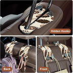 CoBak Purse Hook for Car - Universal Premium Stitched Leather and Aluminum-Magnesium Alloy Double Car Seat Back Storage Hook for Purses, Handbags, Bags (2 Pack),Feather
