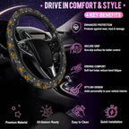 Yellow Wildflower Steering Wheel Cover for Women Men Neoprene Breathable Vintage Floral Wheel Cover Protector Anti-Slip Car Accessories Universal 15 Inch Fit for Cars Trucks Vehicles