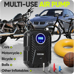 Tire Inflator Portable Air Compressor, Air Pump for Car Tires and Bikes, Car Tire Pump w/Auto Shut Off, 150 PSI, 12V DC, LED Light, Carrying Case, Perfect For Men, Women