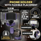 Purple Car Accessories Set, 27 Pieces – Bling Car Accessories for Women, Steering Wheel Cover, Rearview Mirror, Air Vent, Dashboard and Console Rhinestone Decor - Universal Fit Interior Styling Kit