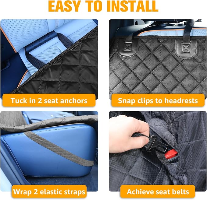 Dog Car Seat Covers for Truck Ford F150/Chevrolet Silverado 1500/Ram 1500/GMC Sierra 1500, Waterproof Pet Back Seat Cover for Trucks, Scratchproof Nonslip Durable Rear Seat Cover for Dogs