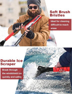 32" Snow Brush for Car Ice Scraper for Windshield Car Scraper Brush for Ice and Snow Scraper with Brush Extendable Long Snow Removal Brush for Trucks SUV Snow Broom Cleaner for Car