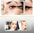LED Car sun visor vanity mirror, equipped with 3x magnifying glass and three-color adjustable brightness soft light makeup LED mirror, rechargeable, suitable for all models (White)