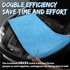 48”x24” Car Drying Towel for Full-Sized SUV, Dual Sided Microfiber Car Cleaning Towel with Twisting Yarn Technique, 1400GSM Super Absorbent Scratch-Free, Machine Washable (Dark Gray - Blue)