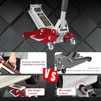 AT815016LR Torin Hydraulic Low Profile Aluminum and Steel Racing Floor Jack with Dual Piston Quick Lift Pump, 1.5 Ton (3,000 lb) Capacity, Red