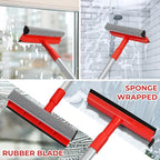 Windshield Cleaner Tool 2 in 1 Car Window Squeegee with Extendable Handle (18"-28.5") Window Cleaner with Squeegee and Sponge for Shower, Glass Cleaning