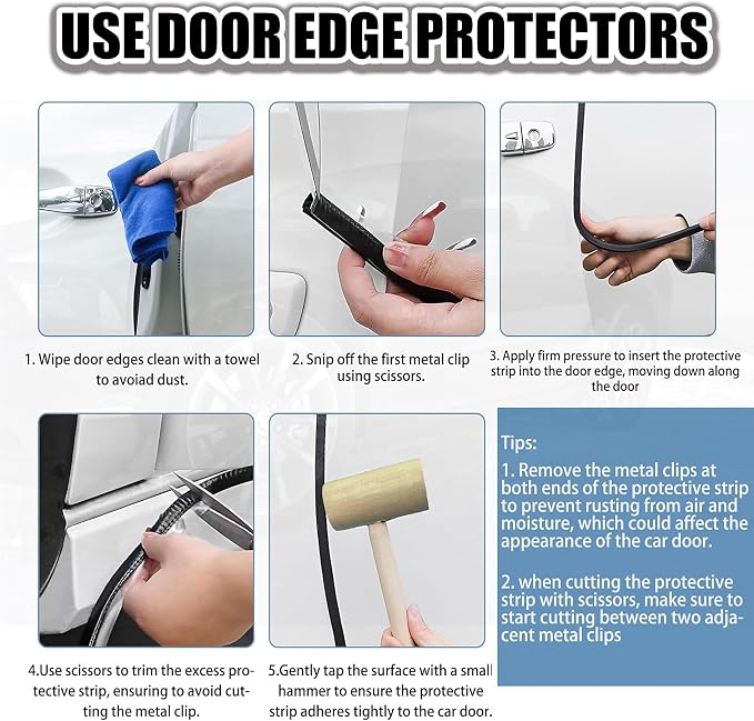 Door Protector Car Door Protector Edge Guards Car Door Edge Guards Adhesive Free Universal for Cars, Trucks, Suvs, Suvs and Most Car Door Panels (Black, 16.4Ft（5M）)