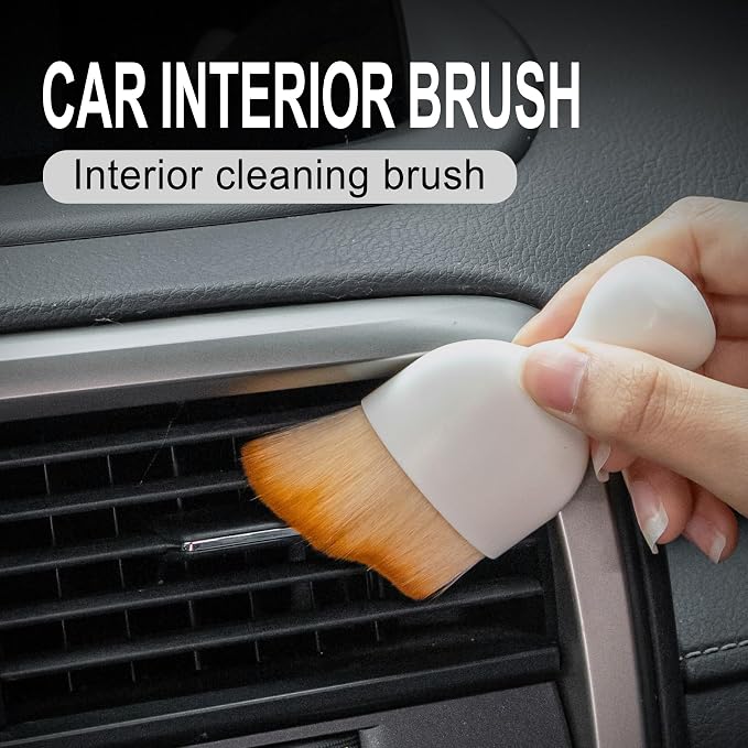 Car Detailing Brushes, Car Interior Dust Sweeping Soft Brush, Soft Bristles Brush Cleaning Tool for Automotive Dashboard, Air Conditioner Vents, Computer, Scratch Free(White)