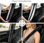 Soft Faux Fur Universal Fit Seatbelt Cover Car Truck SUV Airplane Seat Belt Shoulder Pad for Carmera Backpack Straps Neck Cushion Protector Extra Long 25.6in Dark Gray