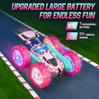 Pink Remote Control Car for Girls, Double Sided with Shining Headlights & Wheel Lights, Girl Princess Toys, Rechargeable Toy Car for 6-7 6-8 9 10-12 Year Old Girls Birthday, Valentines Gift