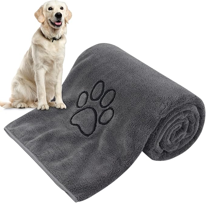Dog Towel Super Absorbent Pet Bath Towel Microfiber Dog Drying Towel for Small, Medium, Large Dogs and Cats 30inch x 50inch Dark-Gray