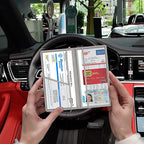 Car Registration and Insurance Card Holder, Vehicle License Document Glove Box Compartment Organizer, Interior Car Accessories for Women Men (Grey)