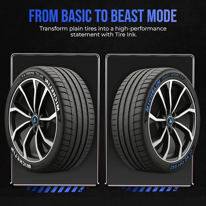 Color Tire Paint Pen - Waterproof Permanent Paint Pens for Car Wheels Lettering | Car Wash Safe and Durable | Made in Japan (Blue, 1 Pen)
