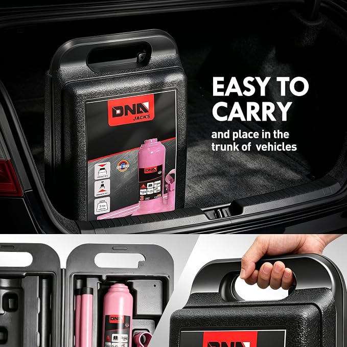 3 tons / 6000 lbs Lifting Automotive Welded Hydraulic Bottle Jack for Car SUV Pickup Truck, Auto Repair, with Manual Handle & Carrying Storage Case, Pink