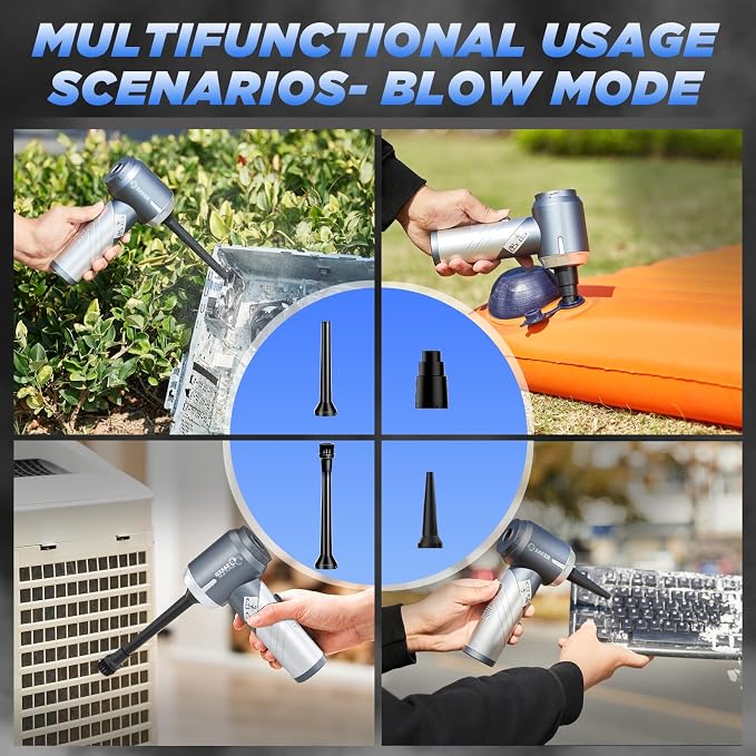 Car Vacuum Cleaner 17000PA Foldable Mini Handheld Vacuums Portable Cordless with Brushless Motor for Gifts, Hair,Cars,Bedrooms,Offices Cleaning HL132 Silver