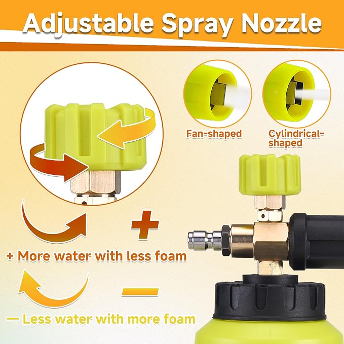 High Pressure Washer Gun with Foam Cannon, Foam Cannon Dual Connector Accessory, Car Wash Foam Gun Kit 1/4 Inch Quick Connector, 5 Pressure Washer Nozzle Tips
