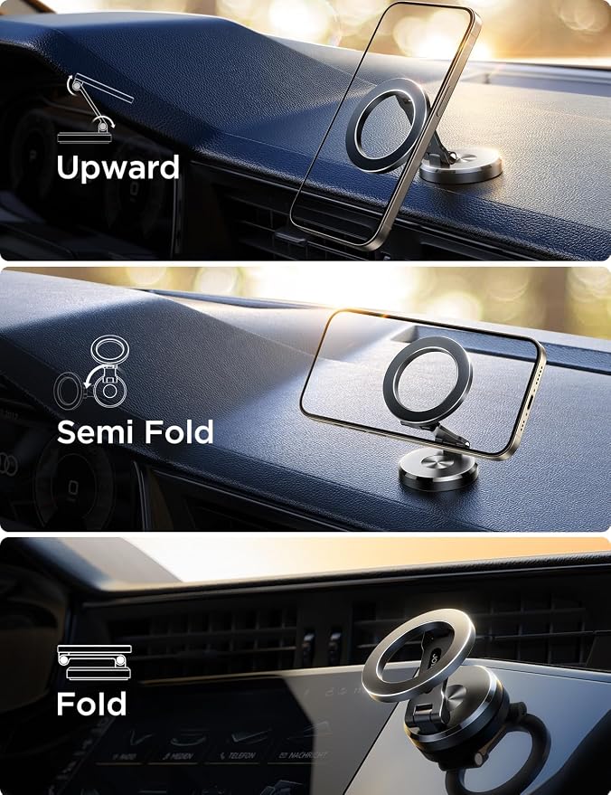 Fits MagSafe Car Mount, [All-Metal] Magnetic Phone Holder for Car with Strong Magnets, 360° Adjustable iPhone Car Mount, Car Accessories for Women Men, for iPhone 17 Pro Max 16 15 14 13 12