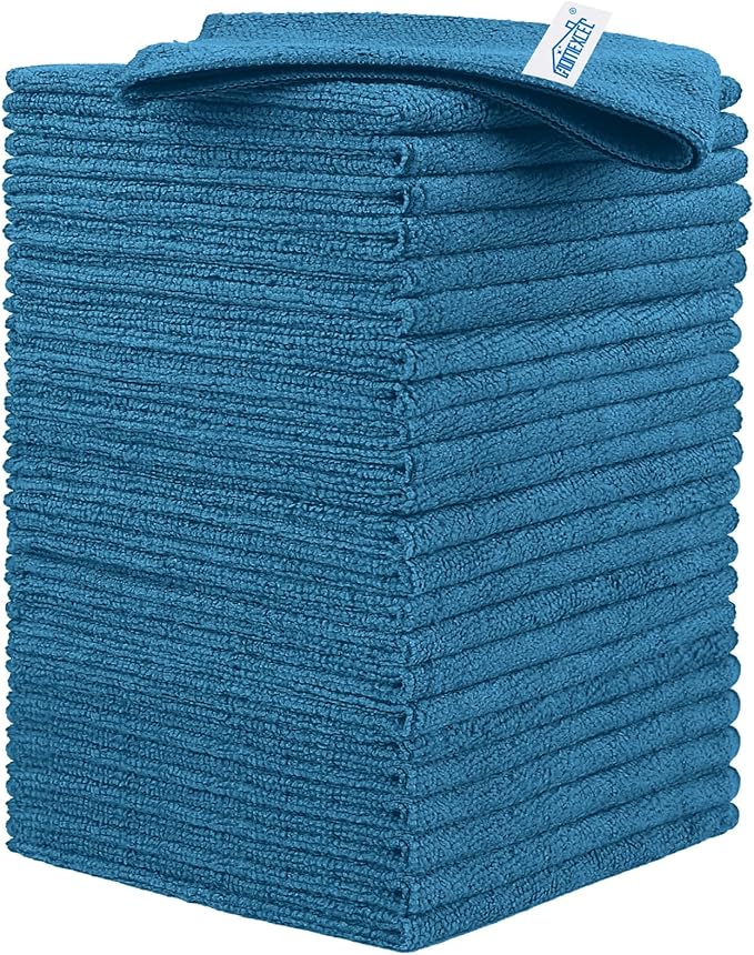 Navy Blue Microfiber Cleaning Cloth, 24 Pack Cleaning Towels for Kitchen, Lint Free, Scratch-Free, Highly Absorbent, and Reusable Cleaning Rags for House, Window, Cars, 11.5 X11.5 inch