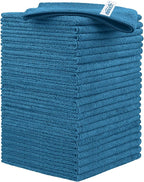 Navy Blue Microfiber Cleaning Cloth, 24 Pack Cleaning Towels for Kitchen, Lint Free, Scratch-Free, Highly Absorbent, and Reusable Cleaning Rags for House, Window, Cars, 11.5 X11.5 inch