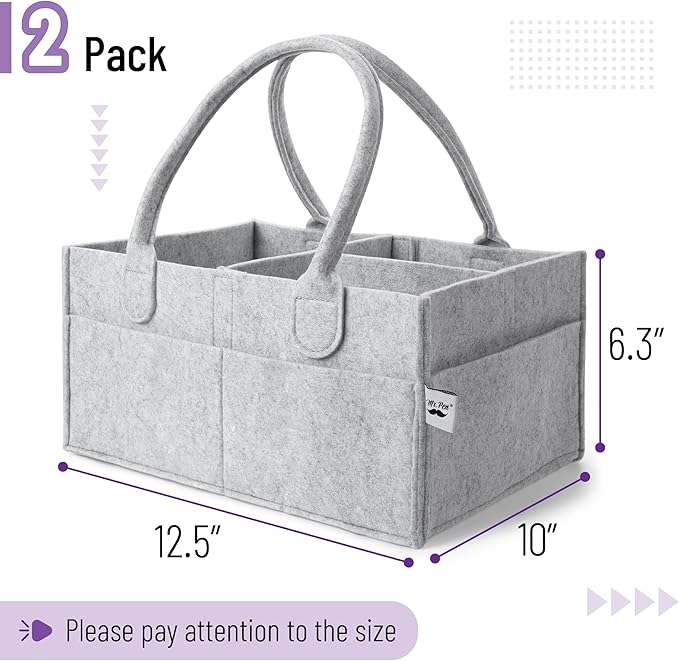 Mr. Pen- Baby Diaper Caddy Organizer, 2 Pack, Gray | Nursery Storage Bin and Car Organizer for Diapers and Baby Wipes