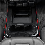 Car Sticker Center Console Front Cup Holder ABS Carbon Fiber Decal Interior Trim Cover for 2019-2025 Chevy Silverado | for 2019-2021 GMC Sierra 1500 2500 3500 HD Accessories