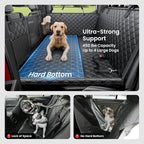Dog Truck Seat Cover for Back Seat, Hard Bottom Dog Hammock for Car, Pet Bed Extender for 2-4 Large Dogs, Waterproof Seat Protector, Universal XL Size Fits for Crew Cab Truck/SUV, Black