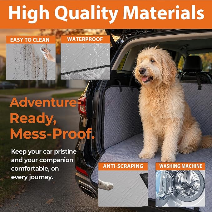 Dog Car Seat Cover for Back Seat - Upgraded PU Leather Dog Hammock, 400lbs Hard Bottom Backseat Pet Cover, Waterproof Anti-Scratch + Pet Safety Belt (GRAY-60“x20”)