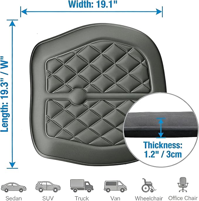 Memory Foam Car Seat Cushion for Driver - Heightening Seat Pad for Short Drivers, Relieves Pressure for Long Drives - Non-Slip Car Booster Cushion for Office, Truck, Wheelchair