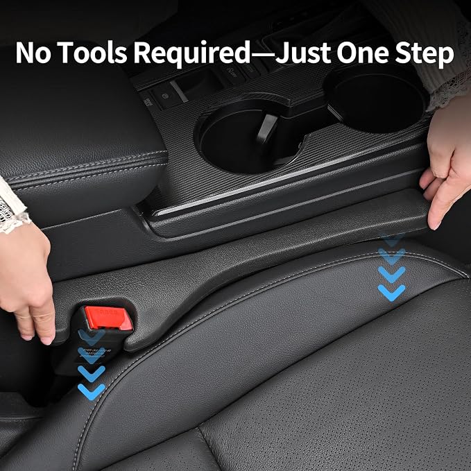 Car Seat Gap Filler, Car Accessories Interior Organizer, Between Seat Car Gap Filler Fit Sedan SUV Truck, Set of 2 Black