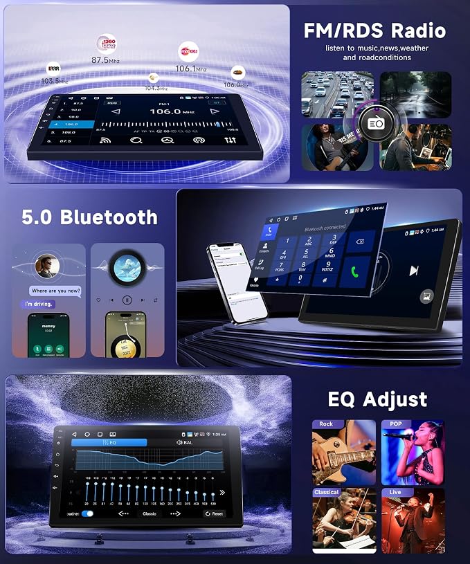 4G+64G Car Radio Stereo for Honda Odyssey 2005-2010 10.1inch IPS Touch Screen/Android 15/Wireless CarPlay/Android Auto/DSP 32 EQ/GPS Navigation/WiFi/5.0Bluetooth/FM/RDS/SWC/AHD Backup Camera