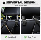 Universal 4 Pack Car Seat Headrest Purse Hook, Carbon Fiber Back Seat Hook Storage Organizer Hanger for Purse Handbag Coat, Car Interior Accessories(Black)