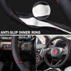 Auto Car Steering Wheel Cover for Hyundai,Tucson,Sonata,Elantra,Santa Fe,Genesis,Sonata Hybrid,Azera,Venue,Kona, 14.5-15 inches(Red-Standard Size)